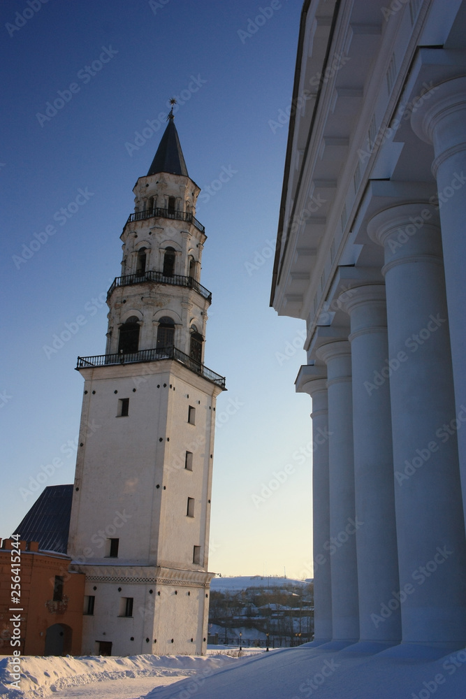 Obraz premium Old leaning tower in the city of Nevyansk