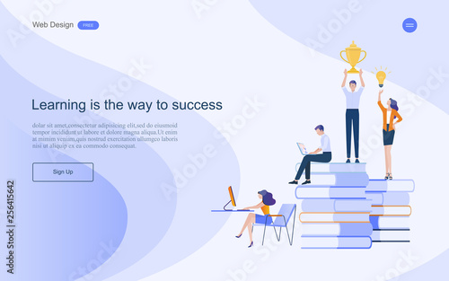 Modern flat design concept of education for website and landing page template.Online education, training and courses,Learning to lead to success. Vector illustration.