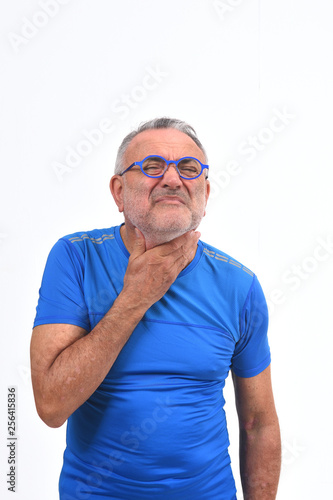 man with neck on white background