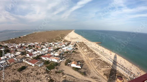 Views from the top of the lighthouse of Farol Island in Algarve, Portugal.