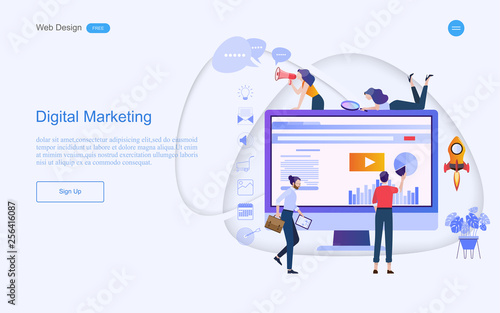 Modern flat design concept of digital marketing for banner and website.landing page template. content strategy and management. Vector illustration.