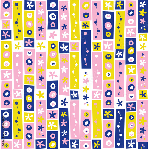 flowers collage seamless pattern swatch