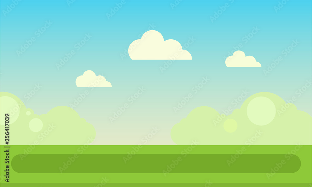 Green meadow with bushes flat icon vector isolated