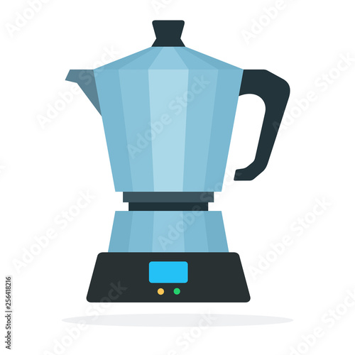 Metal coffee maker vector flat isolated