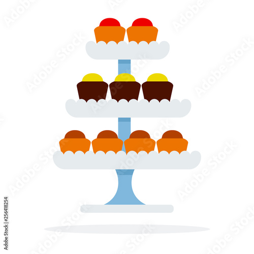 Cakes on tiered platter vector flat isolated