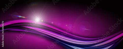 Abstract elegant romantic wave panorama design with lights