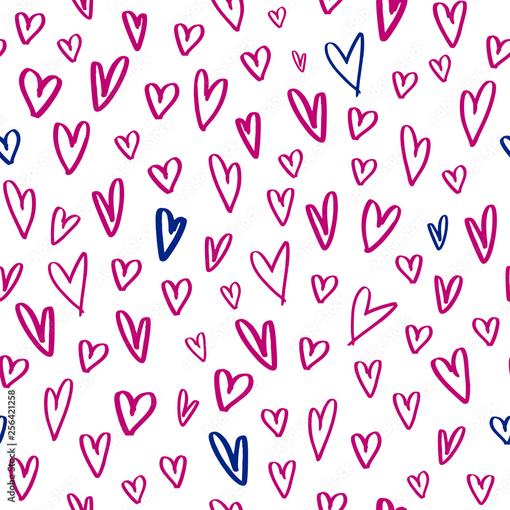 Hand-drawn heart shapes seamless pattern Hand-drawn heart shapes seamless pattern