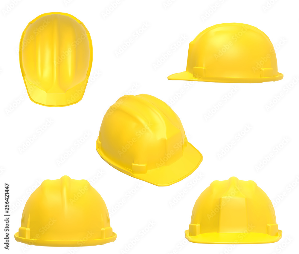 Fototapeta premium Yellow Helmet on isolated White Background 3D Rendering