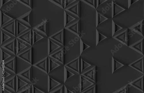 Parametric background based on triangular grid with different pattern of different volume 3D illustration