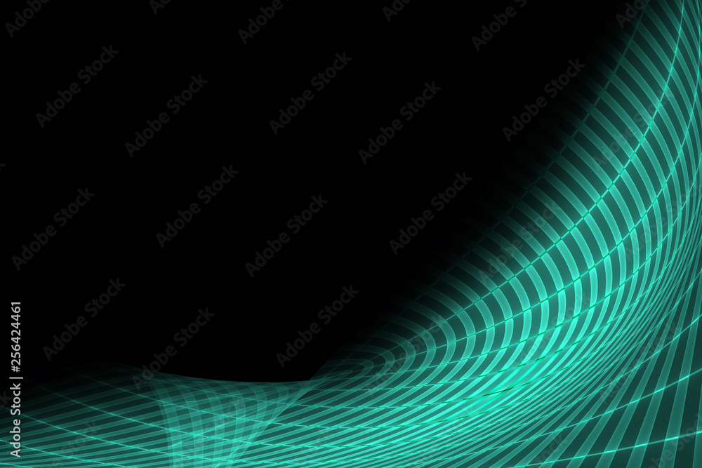 Swirling lines and stripes on a black background, bright and colorful illustration - frame. Clear geometric lines and shapes, the concept of technology and business.