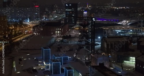 Wallpaper Mural Aerial drone view establish shot of Katowice City Centre Spodek Silesia Poland Torontodigital.ca