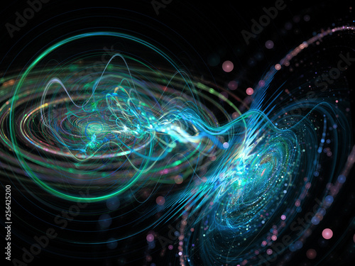 Psychedelic surreal space, the concept of the fourth dimension. Dark abstract futuristic scientific 3d illustration.