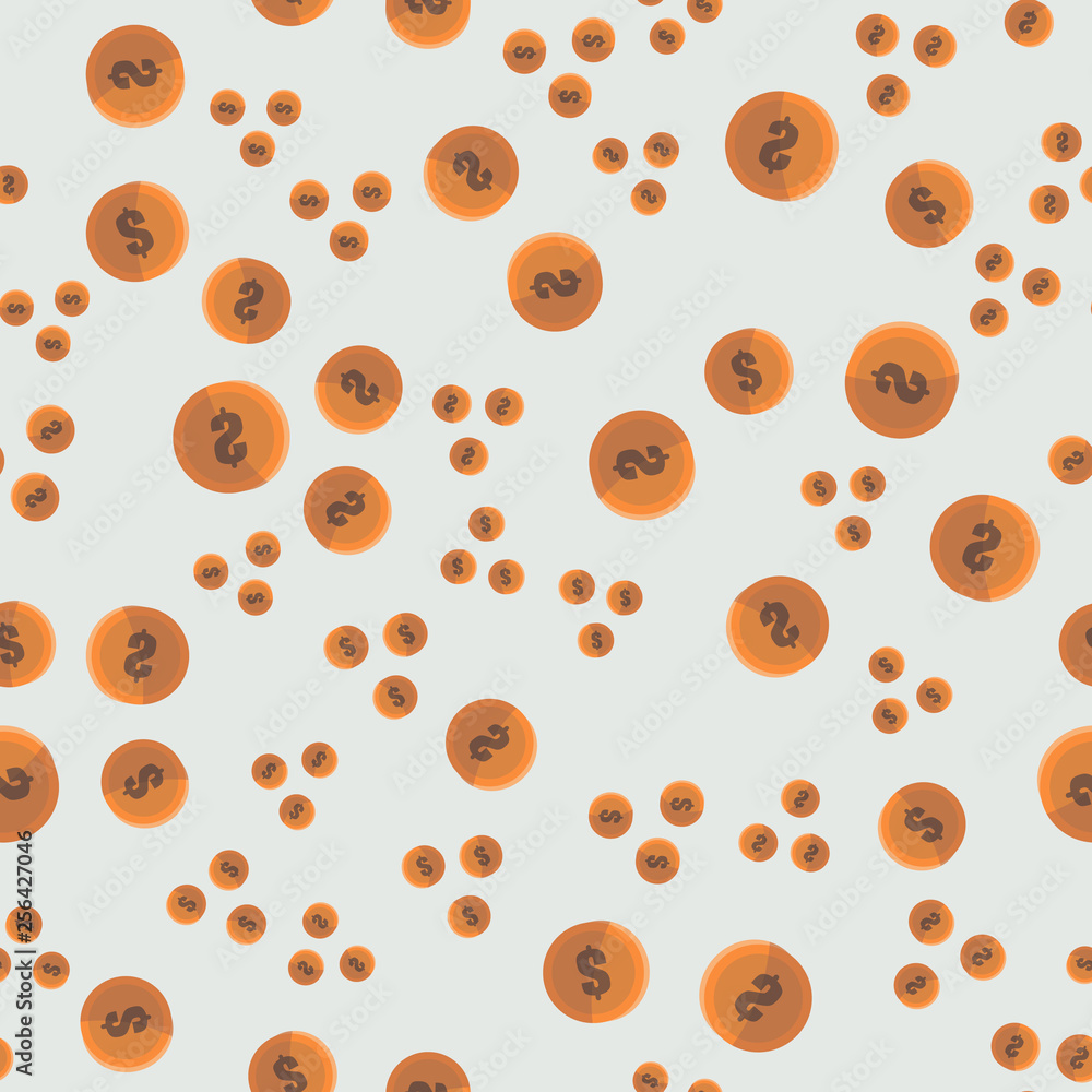 Seamless pattern with golden coins flat style Seamless pattern with golden coins flat style