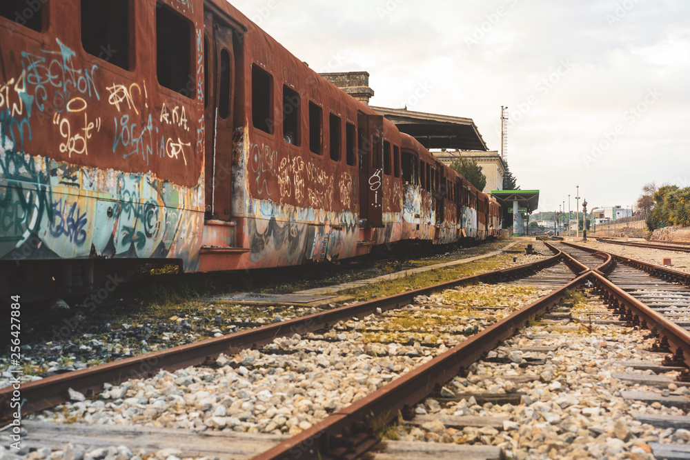 MANDURIA-ITALY/DECEMBER 2017: Abandoned train