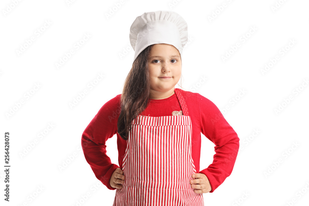 Little girl wearing apron and cooking hat Little girl wearing apron and cooking hat