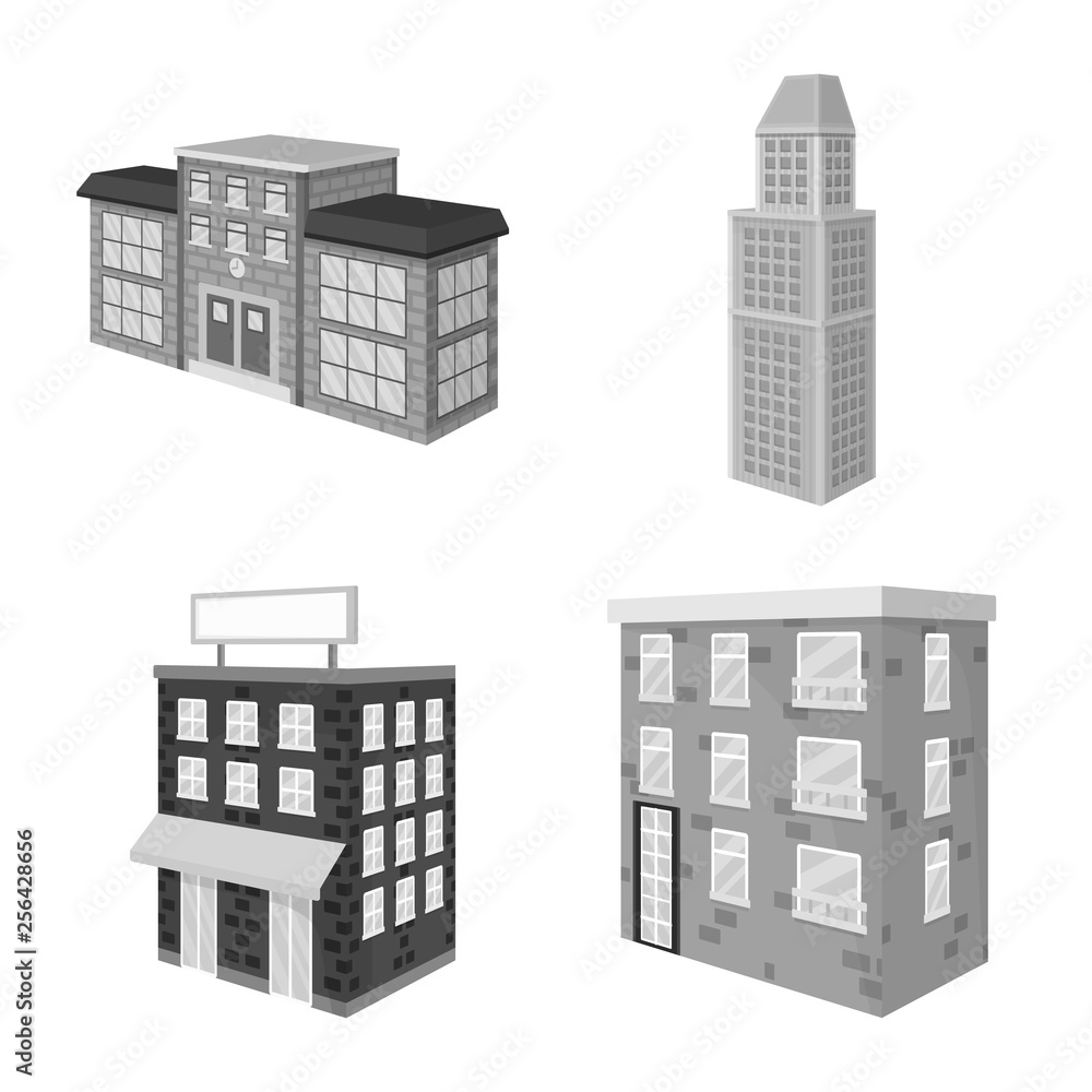 Isolated object of realty and modern icon. Collection of realty and building stock vector illustration. Isolated object of realty and modern icon. Collection of realty and building stock vector illustration.
