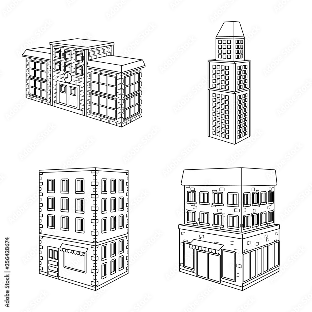 Isolated object of home and apartment logo. Collection of home and modern stock symbol for web.