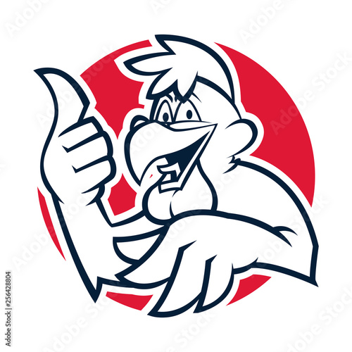 funny rooster black and white mascot logo vector illustration