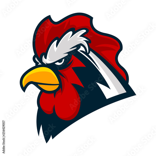 rooster head mascot logo vector illustration