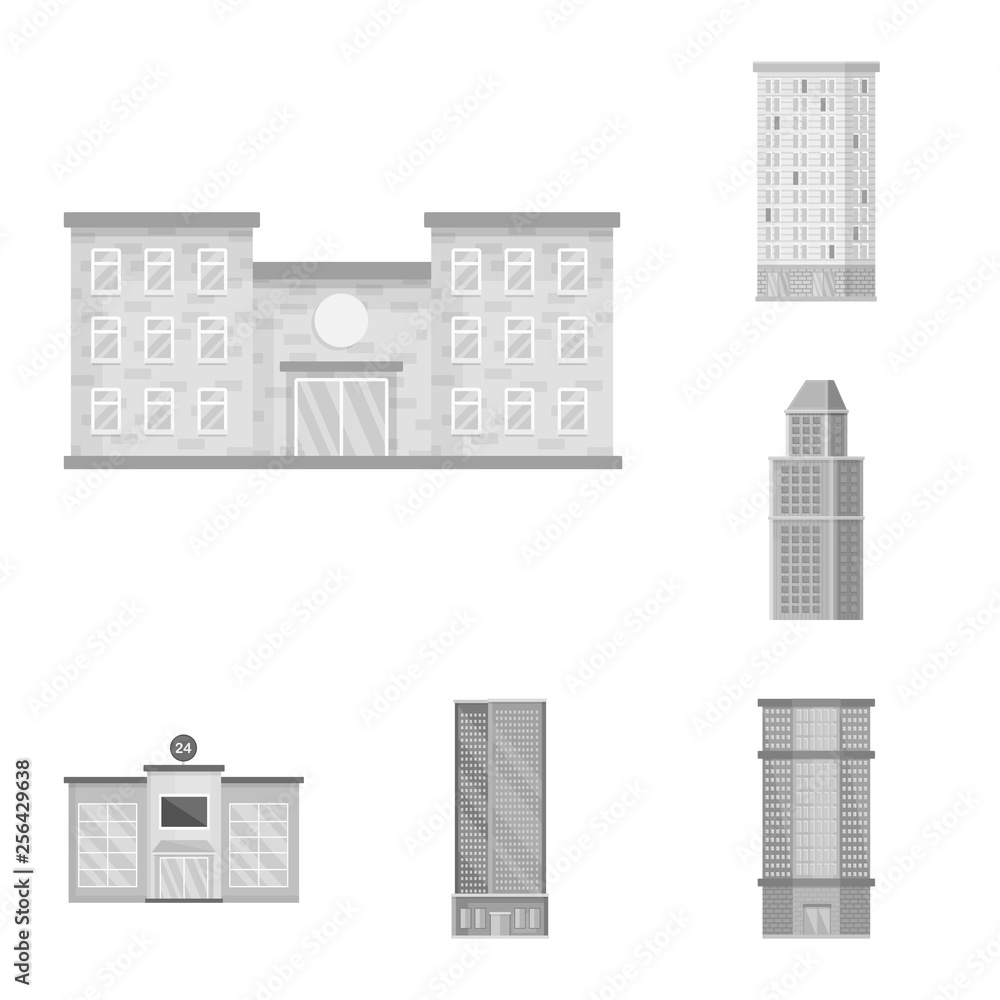 Vector illustration of construction  and city logo. Collection of construction  and center stock vector illustration.