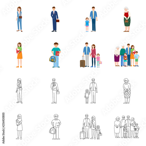 Vector design of character and avatar logo. Collection of character and portrait stock vector illustration.