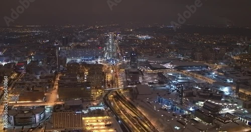 Wallpaper Mural Aerial drone view on Katowice centre and roundabout night Torontodigital.ca