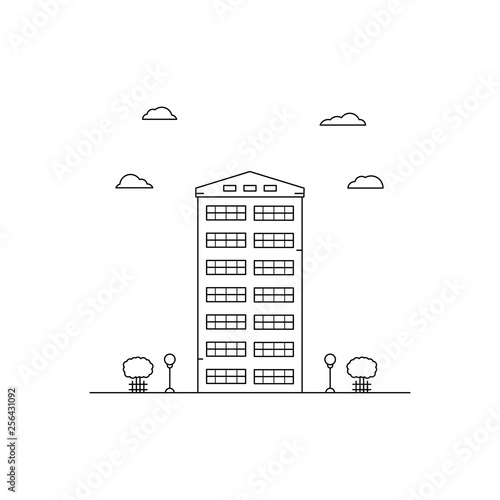 multi-storey building of 7 floors in a linear style