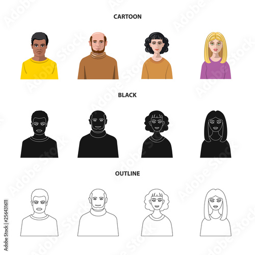 Vector illustration of hairstyle and profession  sign. Set of hairstyle and character  stock symbol for web.