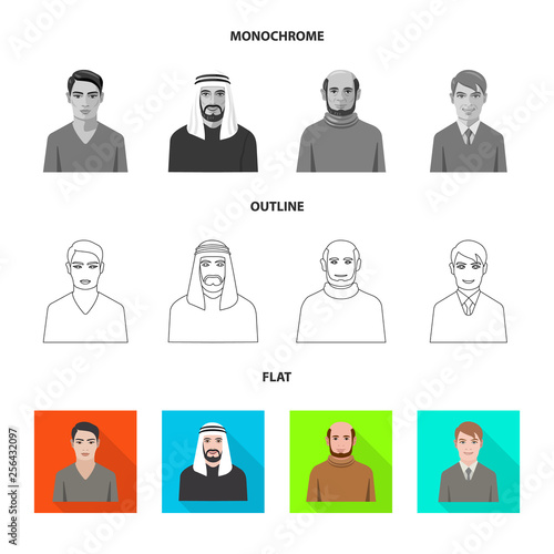 Vector design of hairstyle and profession  logo. Set of hairstyle and character  stock symbol for web.