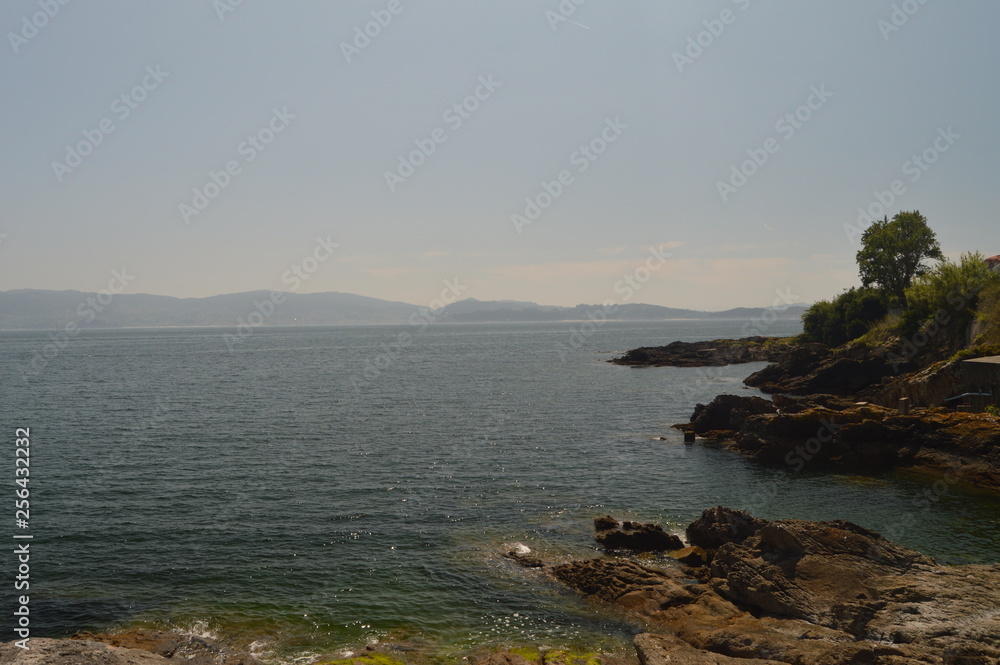 Wonderful Views Of The Bay In Sanjenjo. Nature, Architecture, History. August 19, 2014. Sanjenjo, Pontevedra, Galicia, Spain.