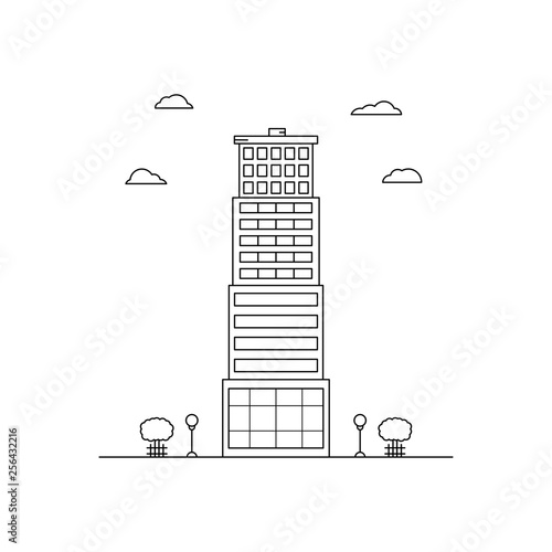 multi-storey building of the different windows in a linear style