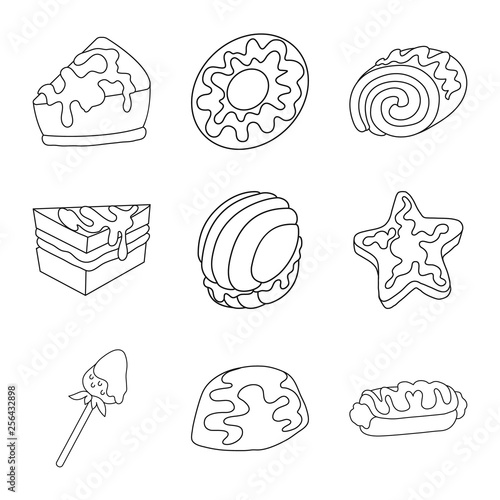 Vector illustration of sweet and product symbol. Collection of sweet and caramel stock vector illustration.