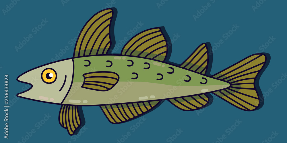 Codfish vector icon illustration