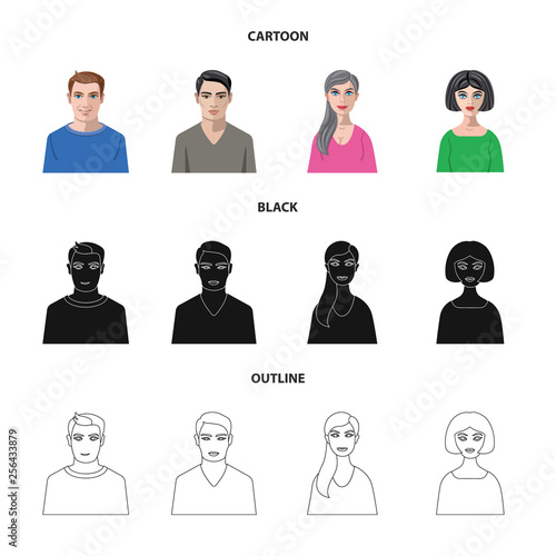 Vector design of hairstyle and profession  logo. Collection of hairstyle and character  stock symbol for web.