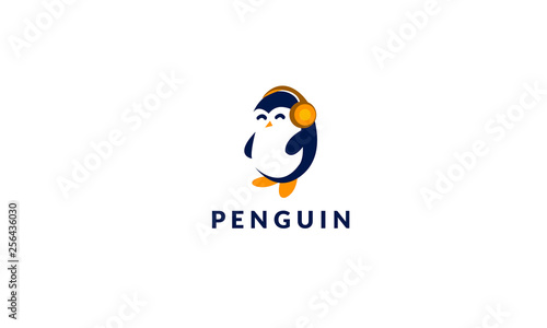 Free Download Penguin listening music logo - GFXLoad
