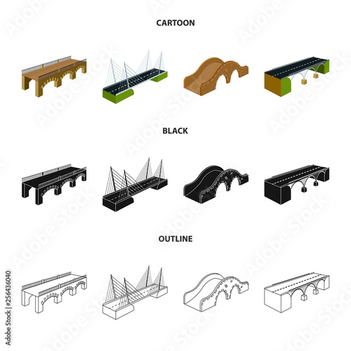 Vector illustration of connection and design sign. Set of connection and side stock symbol for web.