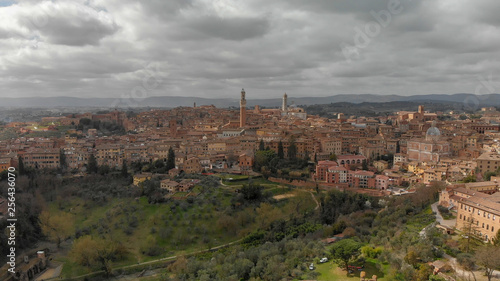 Amazing aerial view of Siena medieval skyline, Tuscany. © jovannig