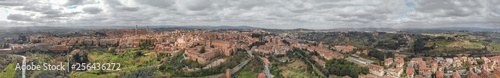 Amazing aerial view of Siena medieval skyline, Tuscany.