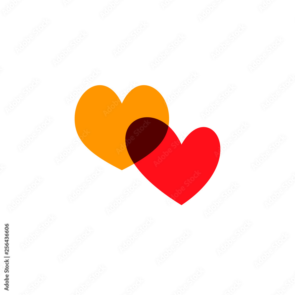 Hearts icon yellow and red on white Hearts icon yellow and red on white