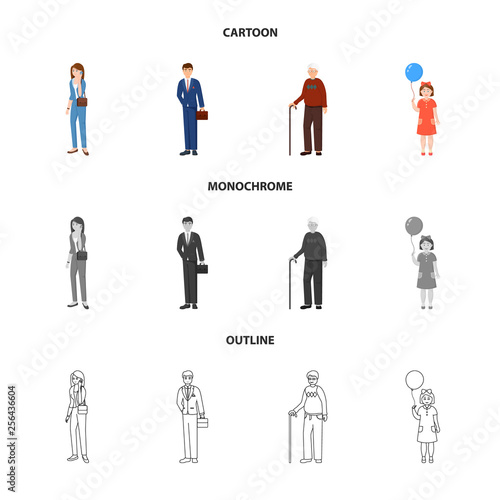 Isolated object of character and avatar icon. Collection of character and portrait vector icon for stock.