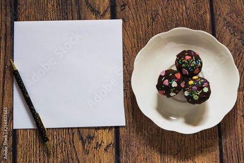 Card Mockup with coffee and cookies