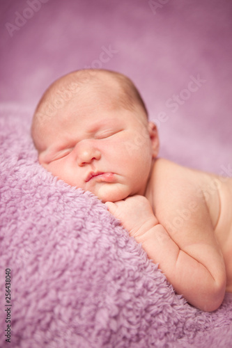 Newborn Baby Girl Sleeping Peacefully - Infant Portrait