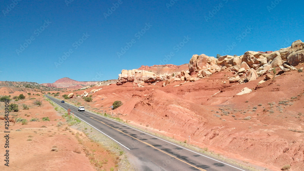 Fototapeta premium Capitol Reef National Park, Utah. Aerial view at sunset