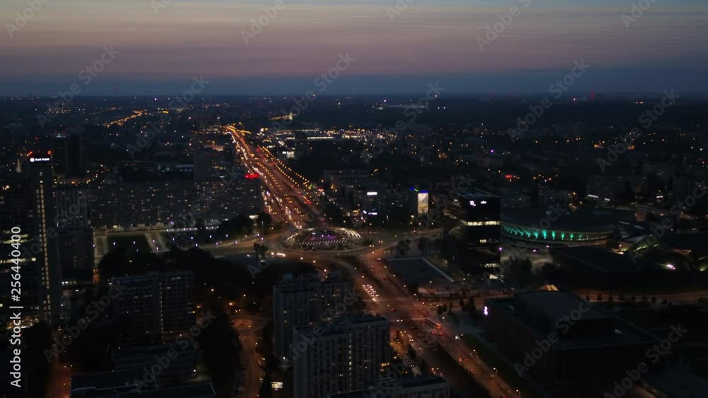 custom made wallpaper toronto digitalAerial drone view on Katowice centre and roundabout after sunset