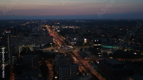 Wallpaper Mural Aerial drone view on Katowice centre and roundabout after sunset Torontodigital.ca