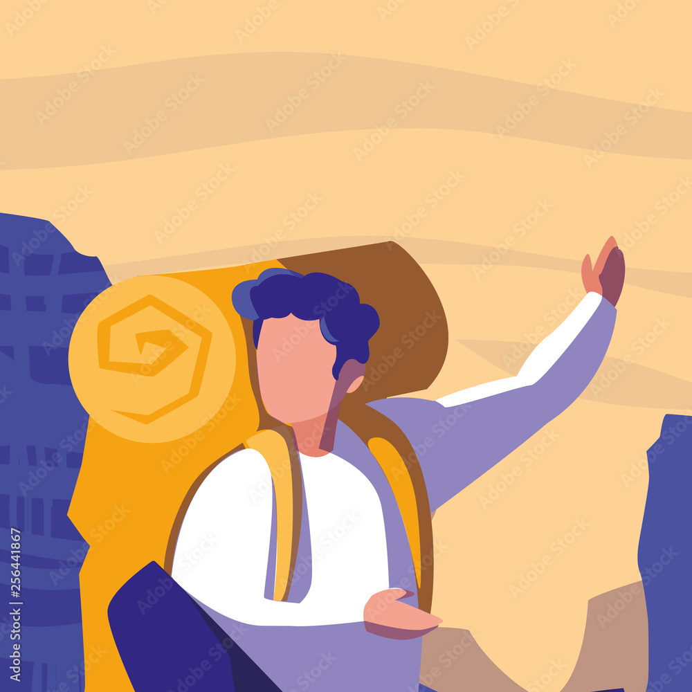 young man in desert landscape dry scene young man in desert landscape dry scene