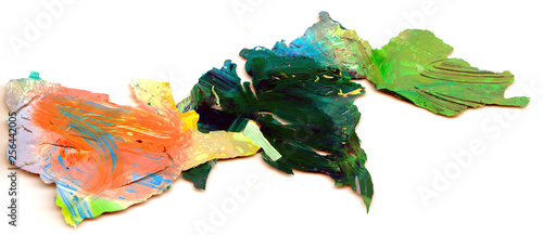 Dried pigment acrylic color blocks. Multicolored abstract art background.