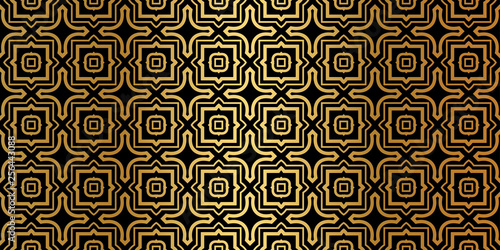 Luxury Traditional Ornamental Design. Modern Seamless Geometry Pattern. Vector Illustration. For Interior Design, Printing, Web And Textile Design. Black gold color