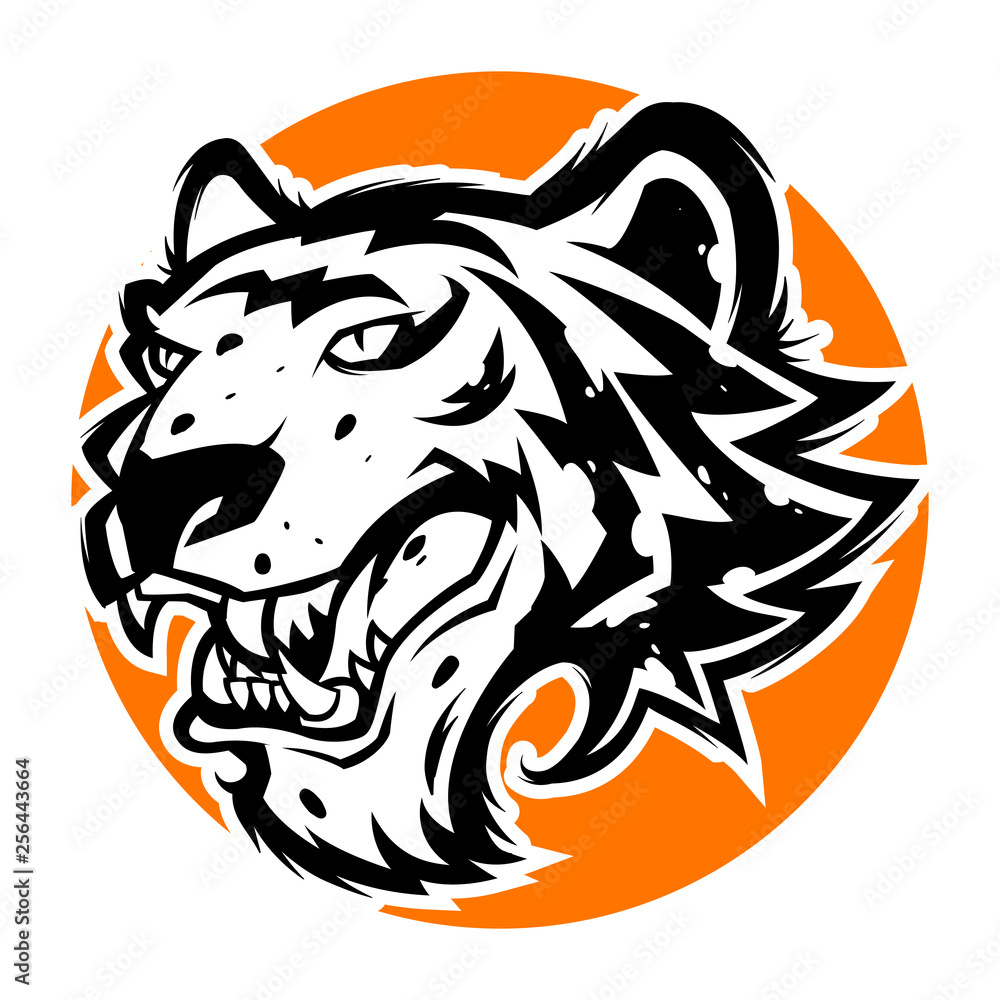 tiger head mascot black and white illustration vector esports logo ...