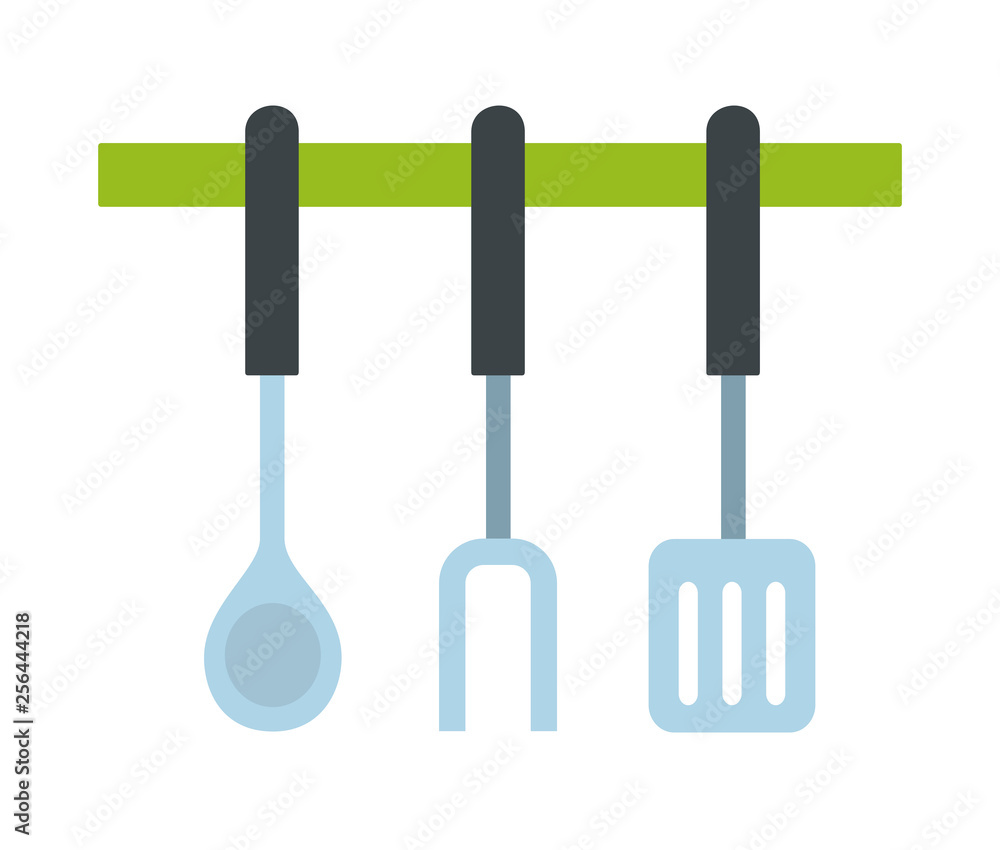 Fototapeta premium Appliances for cooking on the bracket vector flat isolated